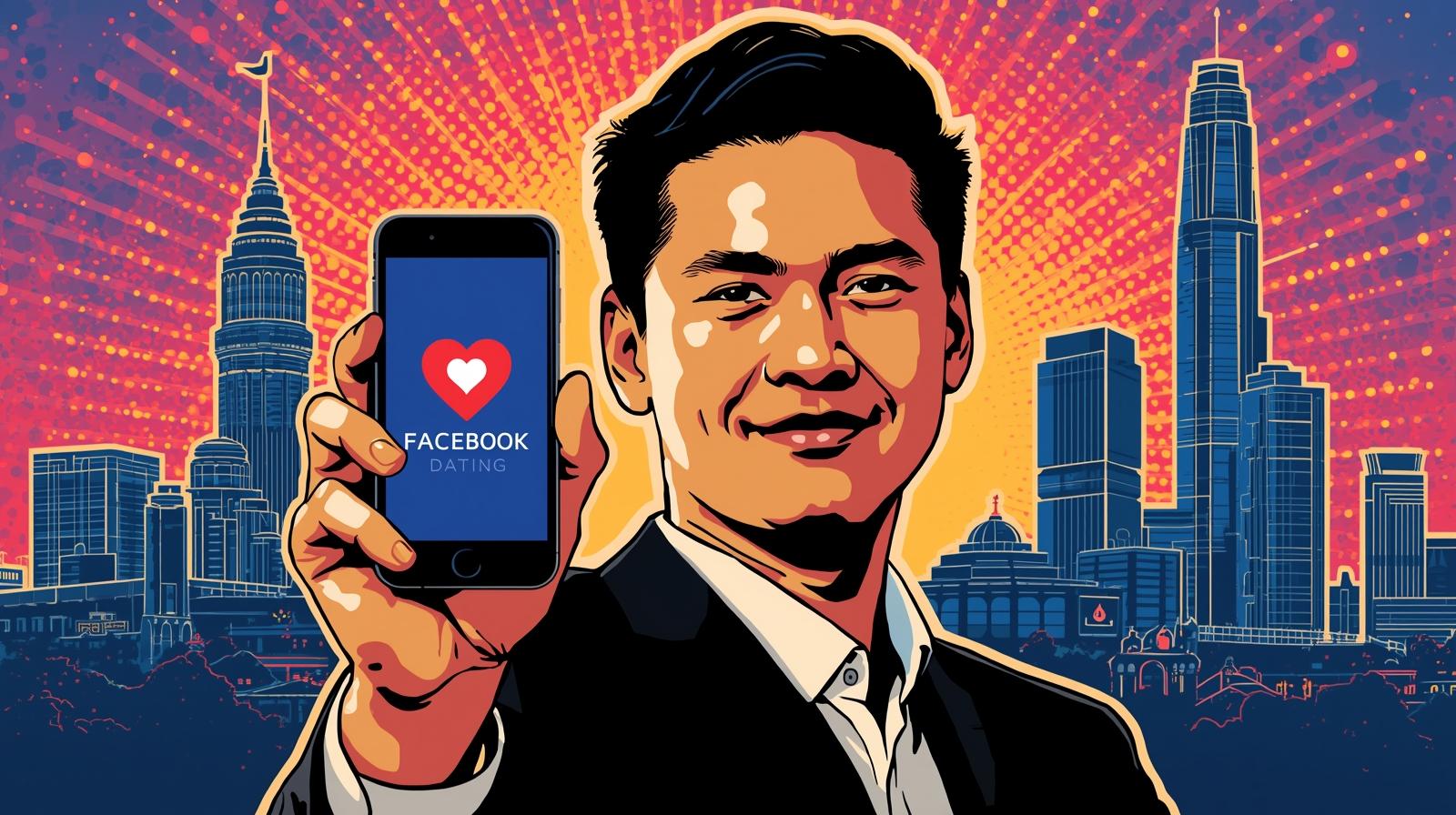 Filipino single using Facebook Dating app on smartphone.