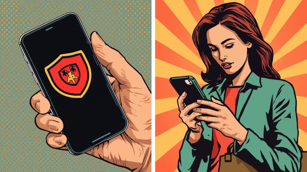 Filipino user reviewing safety tools on a dating app.