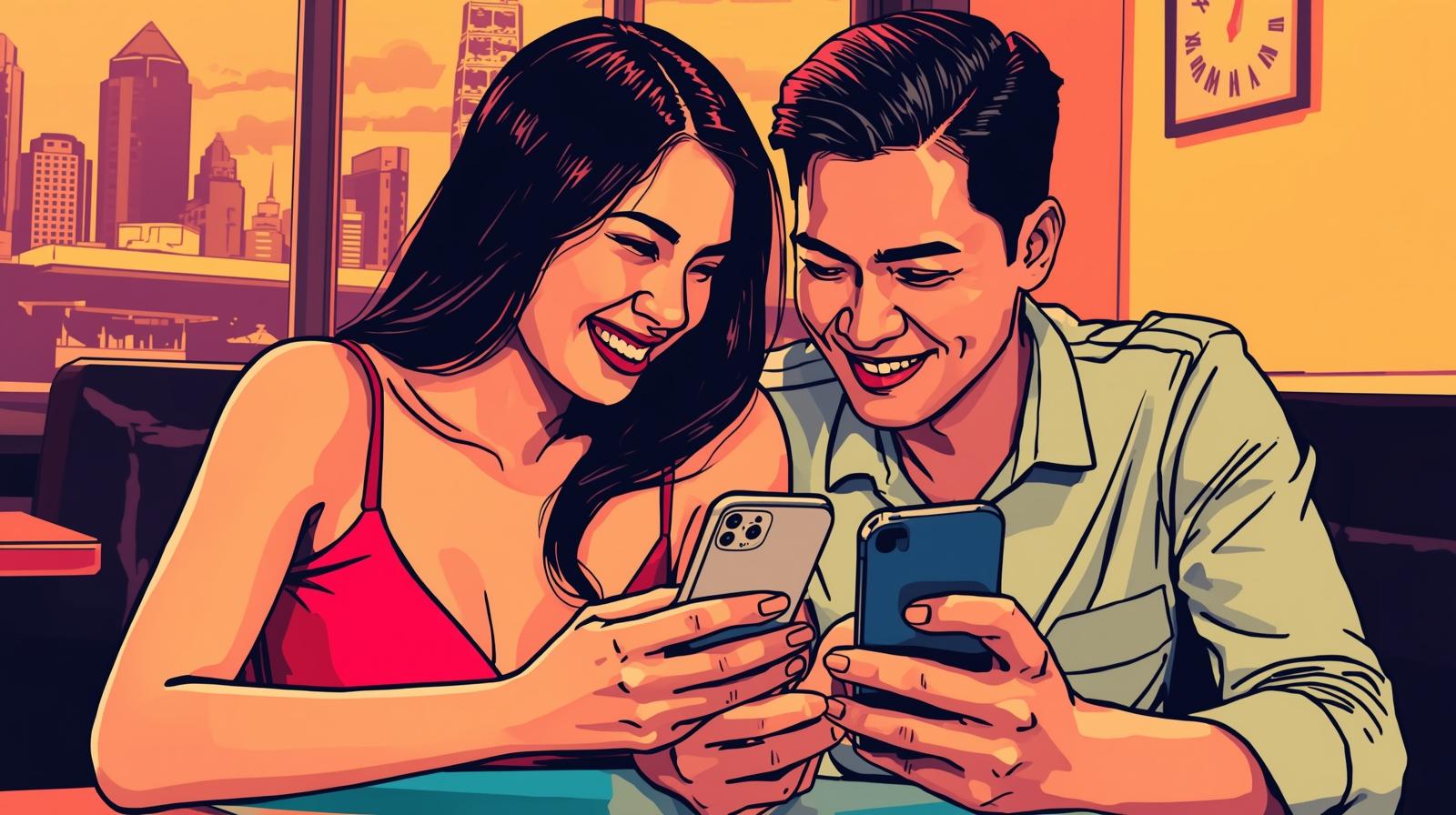 Filipino couple texting turned real relationship
